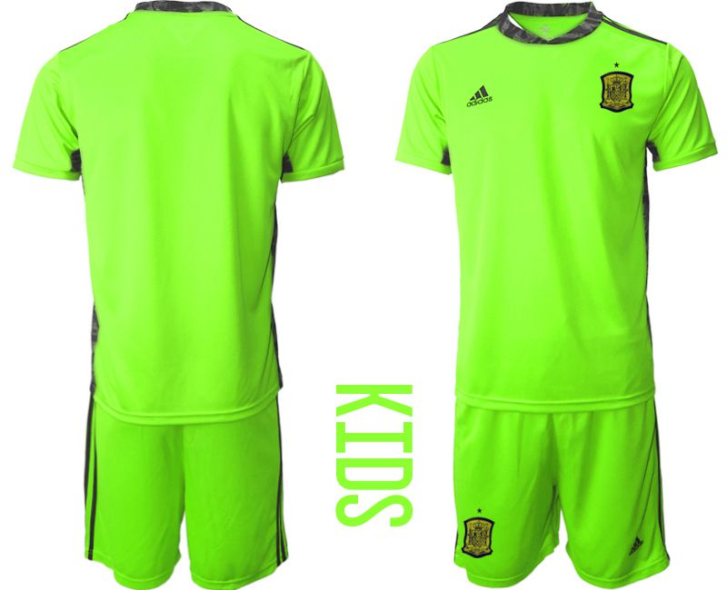 Youth 2021 World Cup National Spain fluorescent green goalkeeper Soccer Jerseys->spain jersey->Soccer Country Jersey